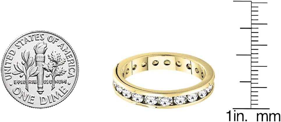 Dazzlingrock Women Eternity Wedding Anniversary Band | 1.40 Ctw | Round White Natural Diamond | 14K Real Solid Gold