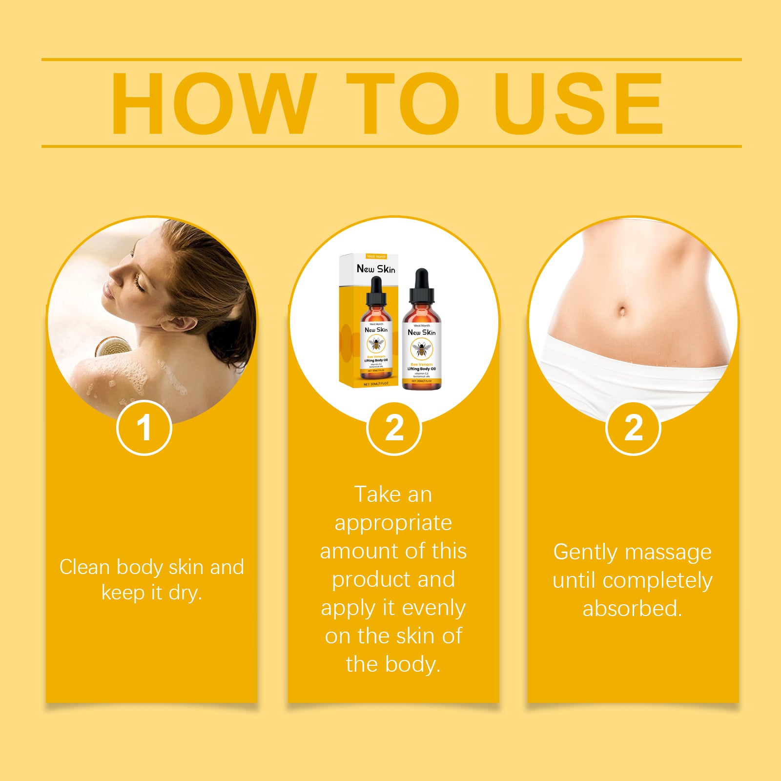 West&Month Firming Care Essential Oil, Body Massage Daily Nourish And Care For Smooth Skin Beauty Essential Oil
