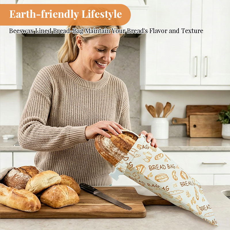 Reusable Beeswax Bread Bags – Natural Beeswax-Lined Cotton Bags for Freezer & Fridge Storage