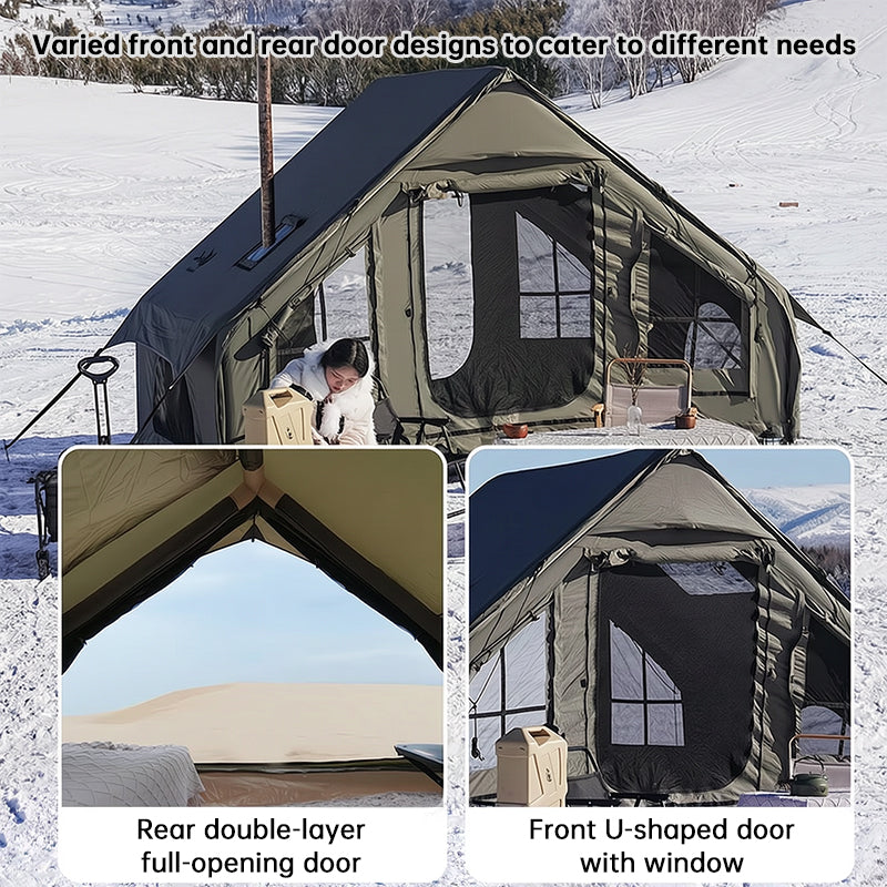 Large Inflatable Glamping Tent with Skylight, Breathable Mesh Air Tent for Summer Camping & Backpacking