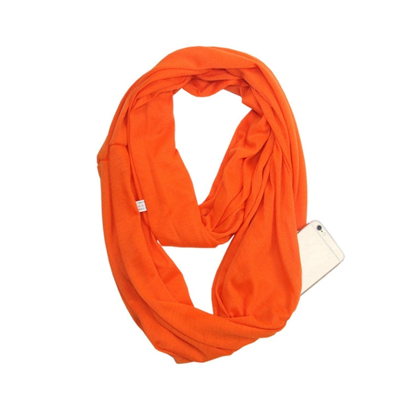Unisex Loop Scarves for Women Girls Lightweight Convertible Infinity Scarf Wrap with Hidden Zipper Pocket Stretchy Travel Scarf