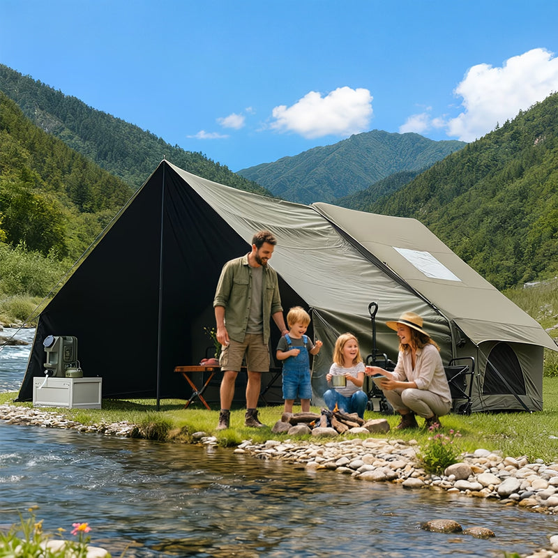 Large Inflatable Glamping Tent with Skylight, Breathable Mesh Air Tent for Summer Camping & Backpacking