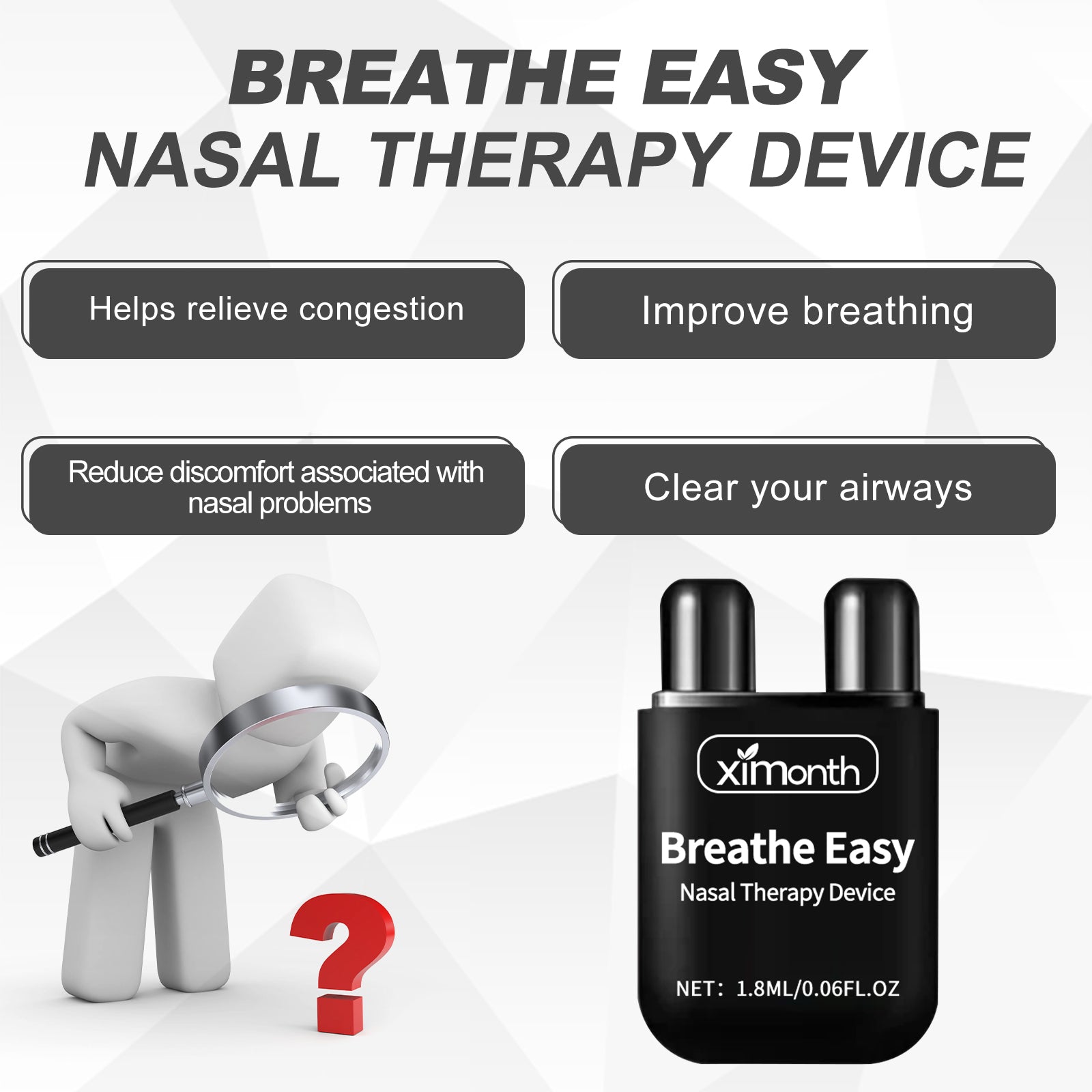 Breathe Easy Nasal Therapy Device, Relieve Nasal Congestion And Nasal Irritation Clean Nasal Passages Body Health Care Inhalants