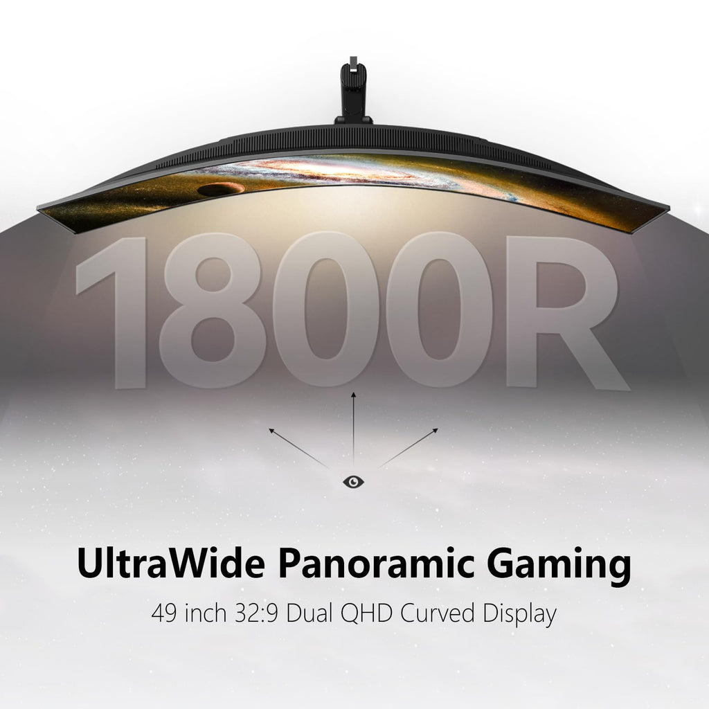 INNOCN 49" Curved Monitor Ultrawide Gaming 5K2K 120Hz 32:9 R1800-49C1R | 5120 x 1440P, 99% sRGB, HDR400, USB C, DisplayPort, HDMI, Built-in Speakers, Height/Tilt Adjustable