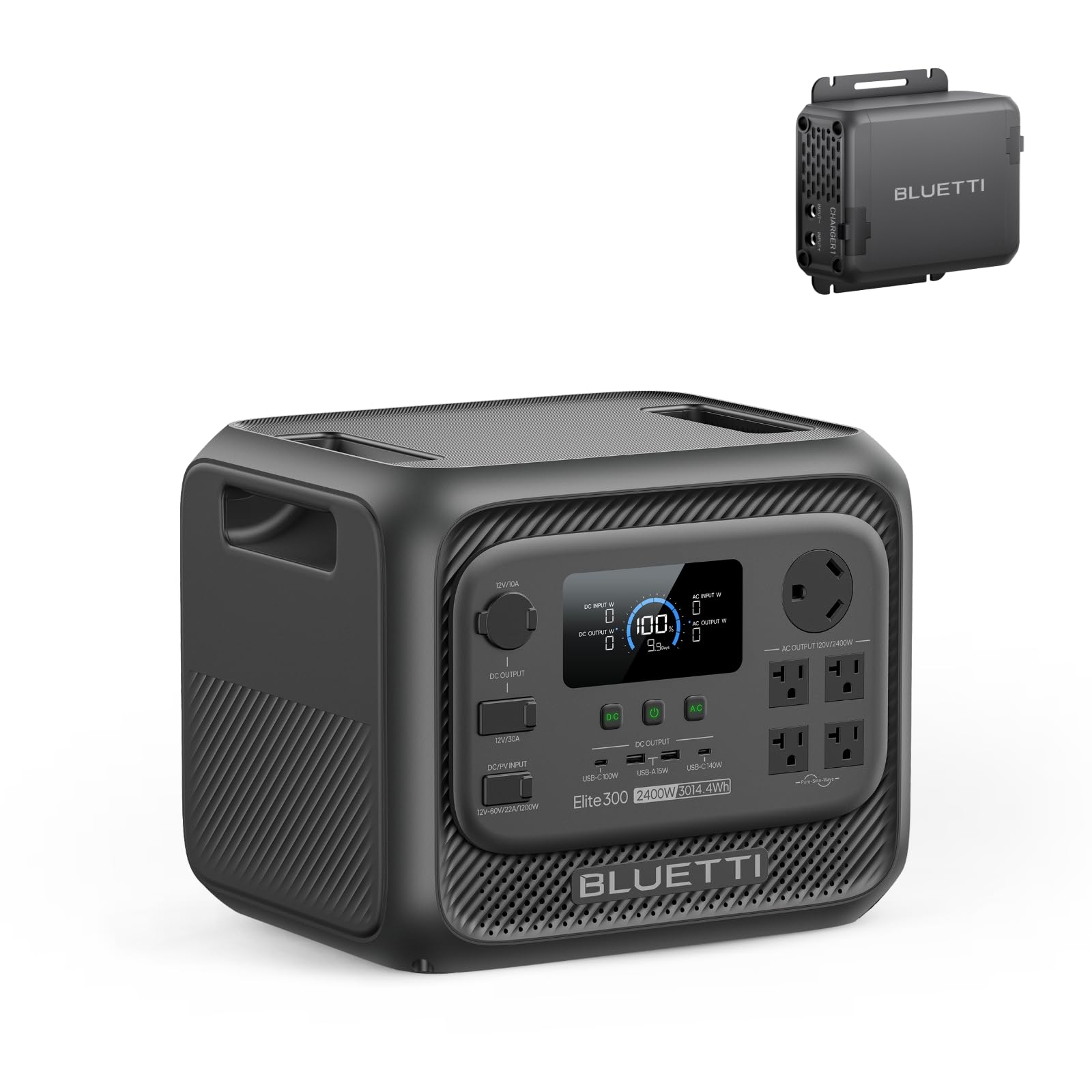 BLUETTI Solar Generator Elite 300 with 350W Solar Panel Included, 3014.4Wh | 2400W (4800W Surge), Smallest 3kWh, LFP Portable Power Station for RV, Home Backup, Outage, w/ TT-30 RV Port & 12V/30A DC
