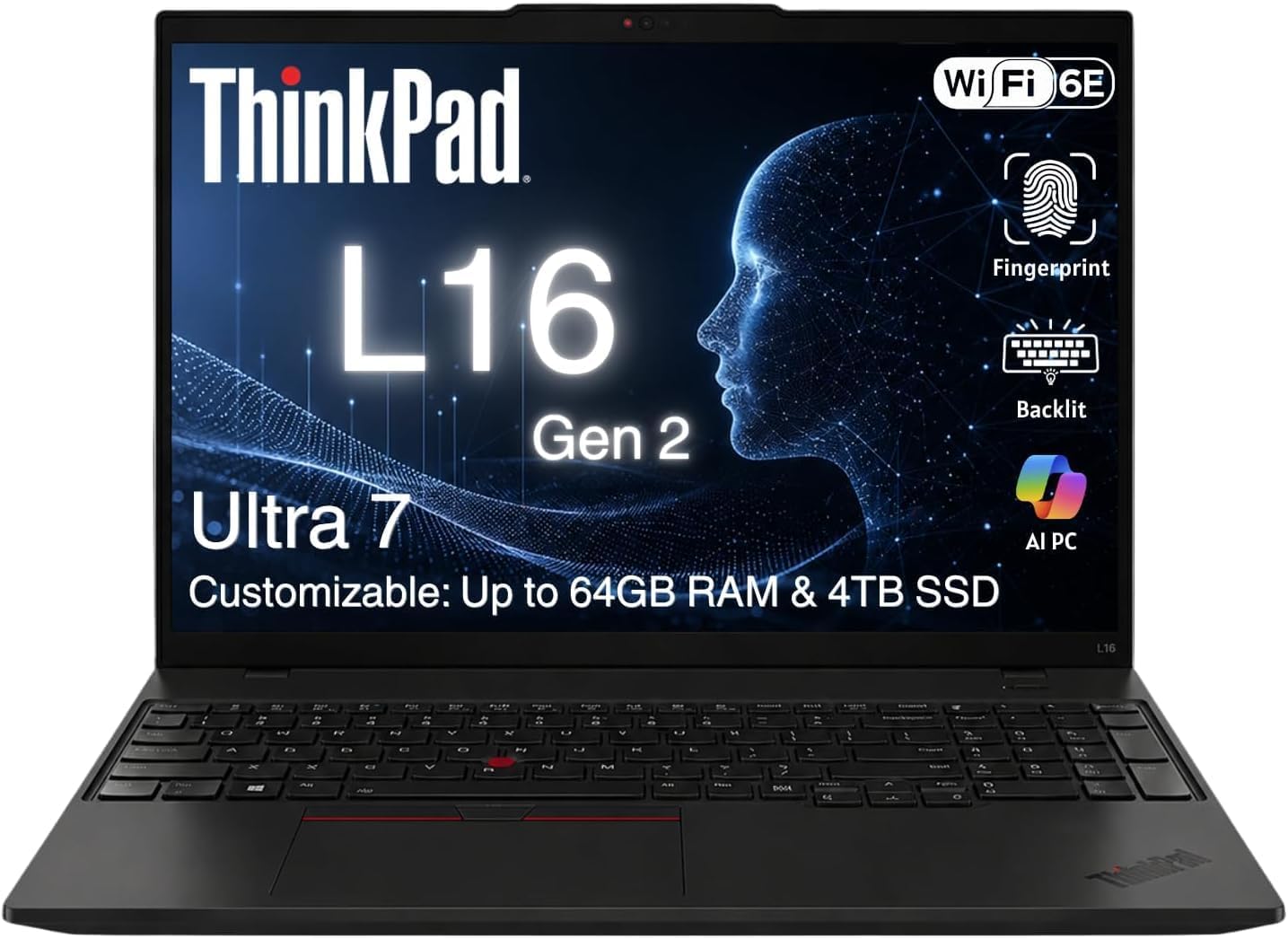 Lenovo ThinkPad L16 Gen 2 Business AI Laptop, 16" FHD+, Intel Core Ultra 7 255U, Customized 16GB-64GB DDR5, 512GB-4TB SSD, HDMI, Fingerprint, Backlit, Wi-Fi 6E, Long Battery Life, Windows 11 Pro
