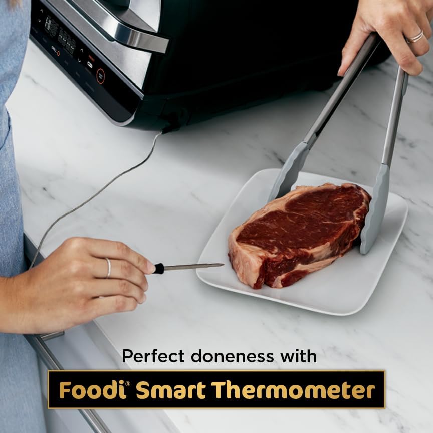 Ninja® Foodi® Smart XL 6-in-1 Indoor Grill & Air Fryer, Black/Silver, FG551 | Smart Cook System with built-in thermometer, XL capacity, perfect doneness, rare to well done. 6-in-1: Grill, Air Fry & more.