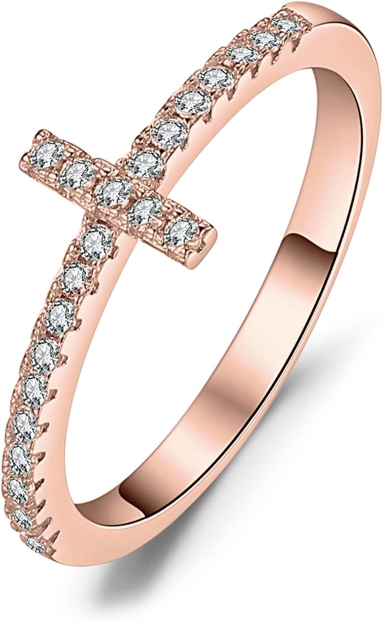 JewelryPalace 14k White Yellow Rose Gold Plated 925 Sterling Silver Rings for Women, Cubic Zirconia Promise Rings for Her, Stackable Wedding Bands Rings for Women Infinity Forever Love Knot Ring