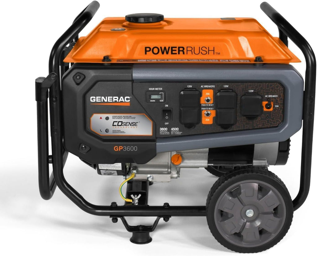 Generac 12,500 Starting Watt Tri-Fuel Portable Generator, Electric Start | Gas, Propane, Or Natural Gas Fuel Options, COsense CO Detection, 9.5 Hour Runtime, Emergency Home Backup, 49 State Compliant