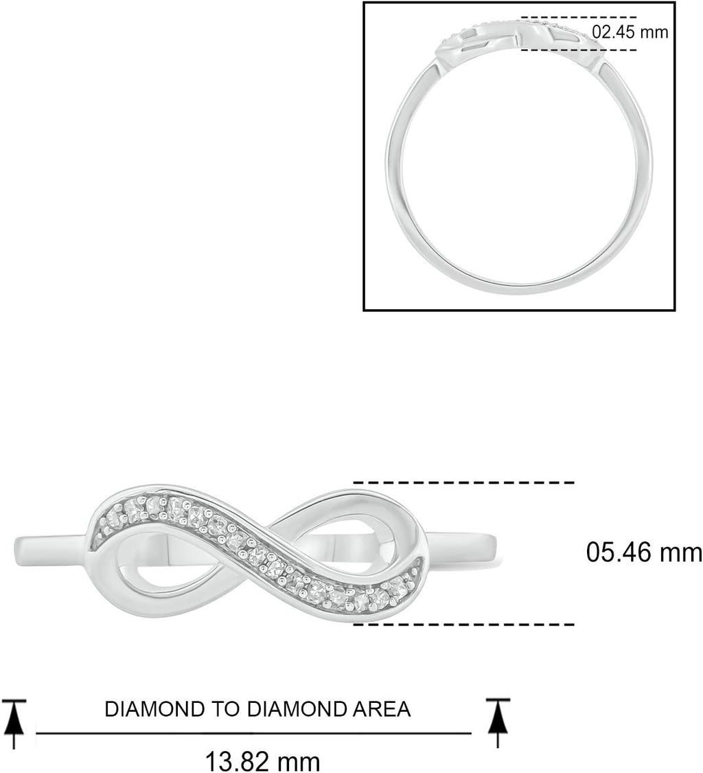 Cali Trove 1/20cttw Natural Diamond Promise Ring for Women in 10K Gold | Infinity Design with Round White Diamond Accents | Mother's Day Gift | White, Yellow or Rose Gold Jewelry with Infinity Sign