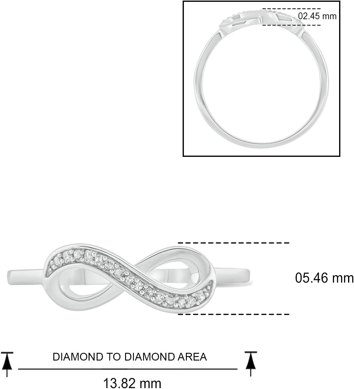 Cali Trove 1/20cttw Natural Diamond Promise Ring for Women in 10K Gold | Infinity Design with Round White Diamond Accents | Mother's Day Gift | White, Yellow or Rose Gold Jewelry with Infinity Sign