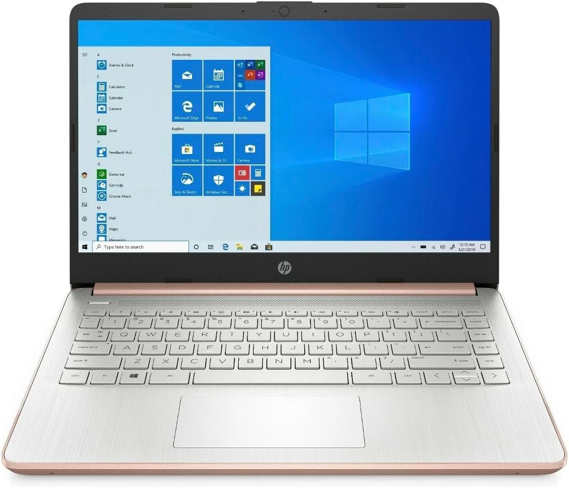 HP Rose Gold Ultrabook 14" HD Micro-Edge Anti-Glare Display, Intel N4500 | ME2 Customized 4GB, 8GB, 16GB, 32GB DDR4 RAM, 64GB, 256GB, 512GB, 1TB SSD, WiFi 6, Bluetooth 5.2, Webcam, Win 11 Pro