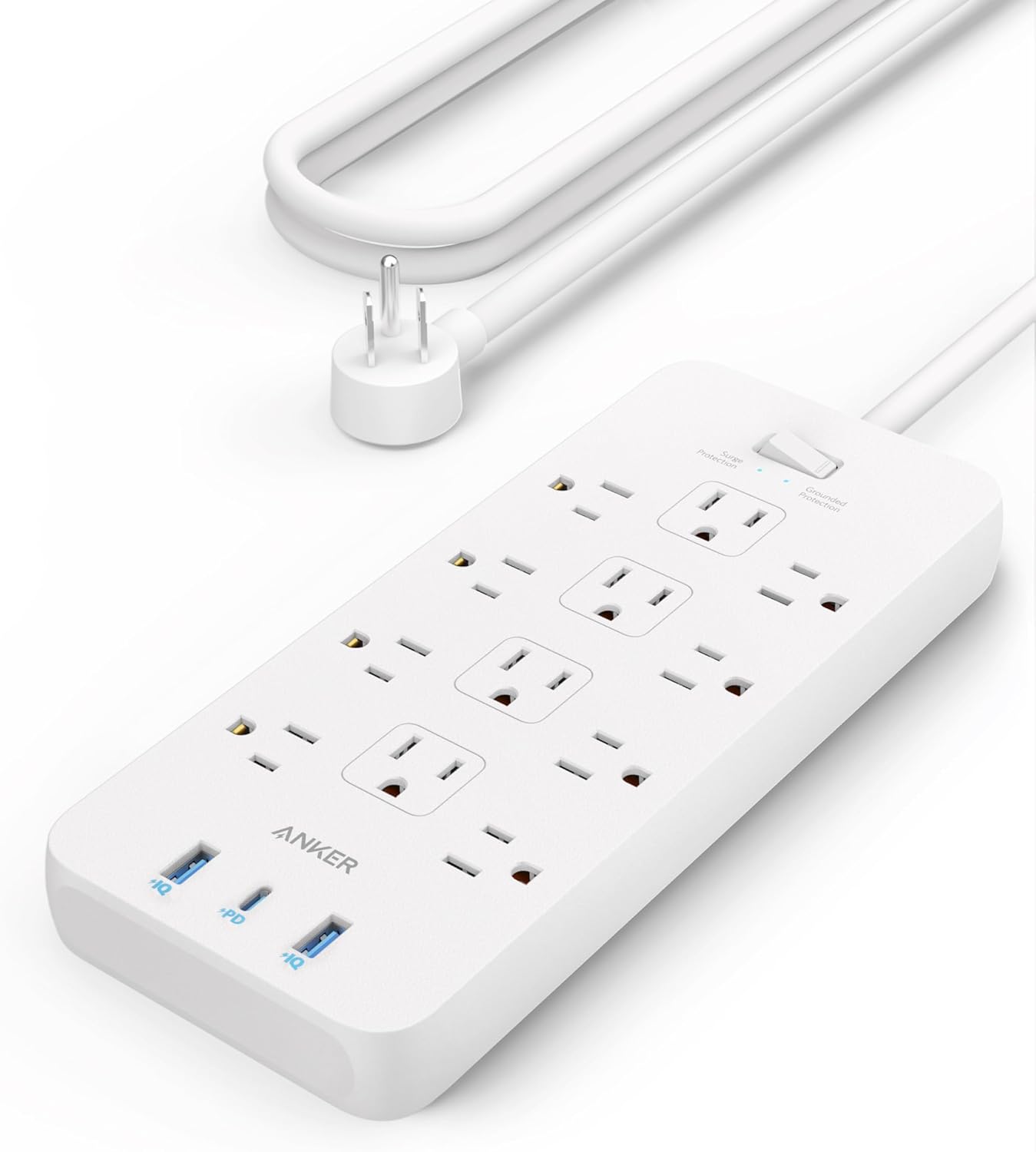 Anker Power Strip with 2100J Surge Protector, Outlet Extender, 20W, 12 AC | 5ft Extension Cord with Multiple Outlets, 1 USB C, 2 USB A, Home Office, Dorm Room Essentials, TUV Listed