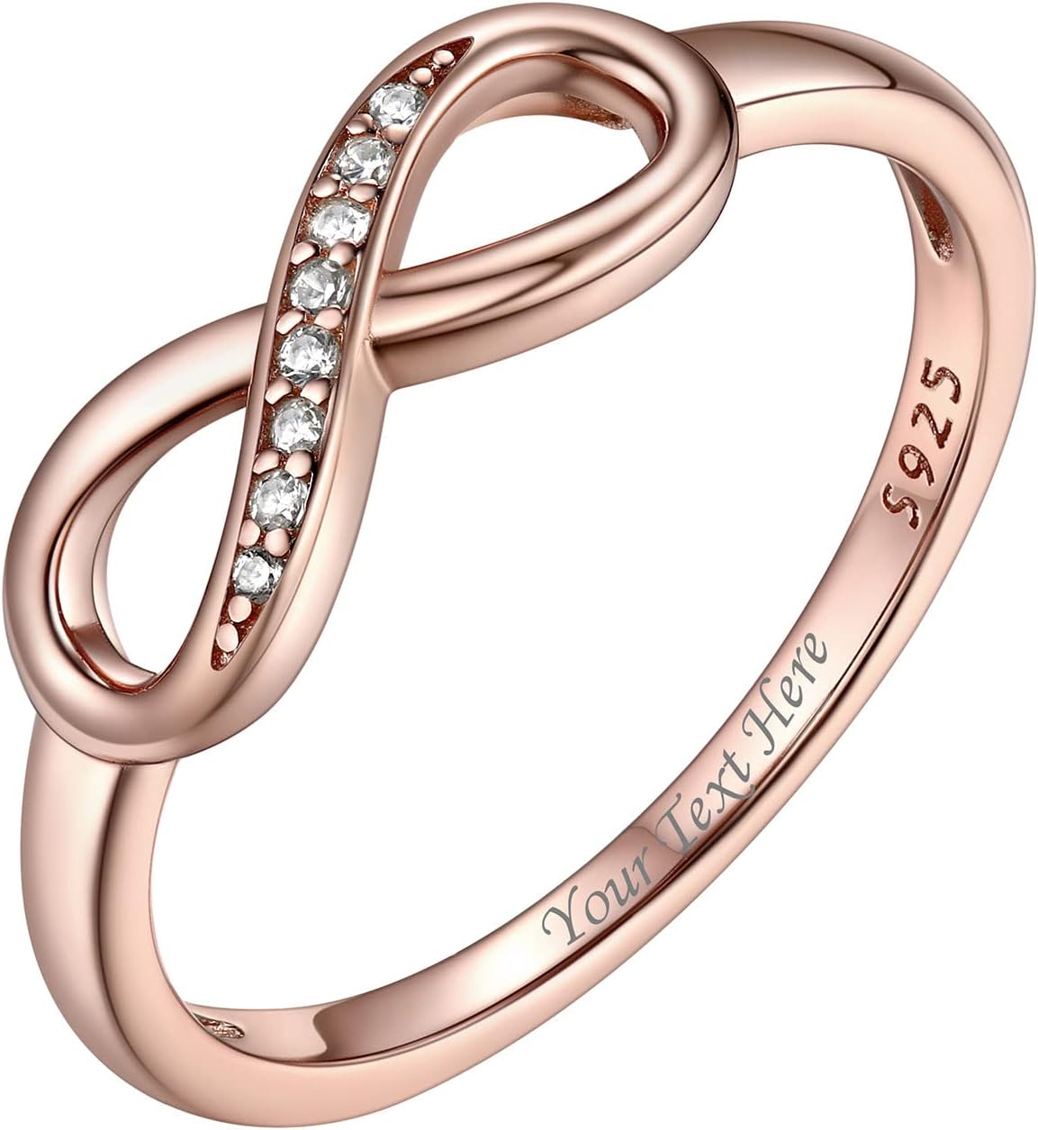 Bestyle Simple S925 Sterling Silver Infinity Rings Cubic Zirconia Rings, Nice Cute BFF Friendship Rings, Dainty Eternity Promise Wedding Bands Perfect Every Day Ring, Size 4-12, Words Engavable