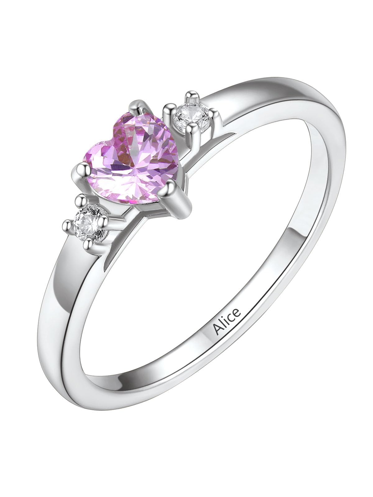 Custom4U Personalized Birthstone Rings for Women Promise Rings for Her | Sterling Silver Mothers Ring Customized Cubic Zirconia Wedding/Valentine's Day/Mother's Day Jewelry Gift for Mom Wife