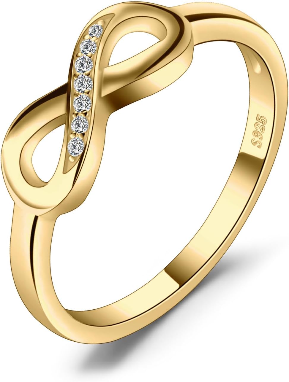 JewelryPalace 14k White Yellow Rose Gold Plated 925 Sterling Silver Rings for Women, Cubic Zirconia Promise Rings for Her, Stackable Wedding Bands Rings for Women Infinity Forever Love Knot Ring