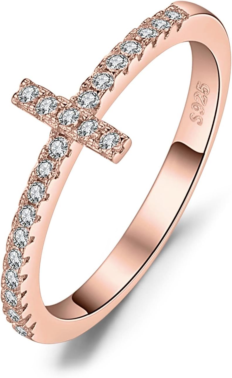 JewelryPalace 14k White Yellow Rose Gold Plated 925 Sterling Silver Rings for Women, Cubic Zirconia Promise Rings for Her, Stackable Wedding Bands Rings for Women Infinity Forever Love Knot Ring