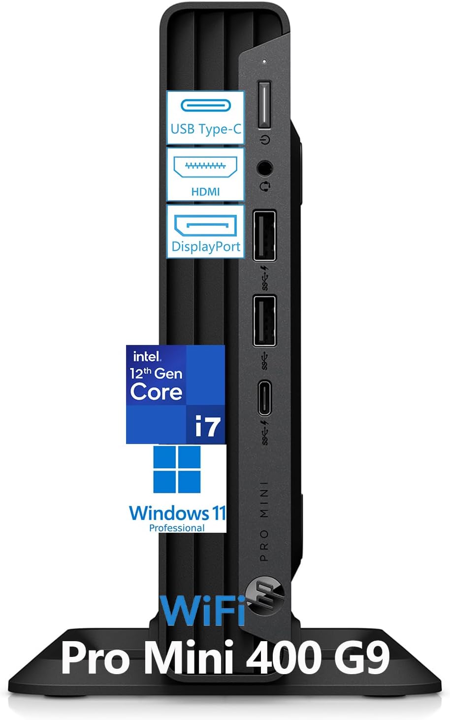 HP Pro Mini 400 G9 PC, i7-12700T, 32GB DDR5 RAM, 1TB SSD, Windows 11 Pro | Ultra-Compact Design Desktop Computer for Video Editing & Coding, Keyboard & Mouse Included, Windows 11 Pro