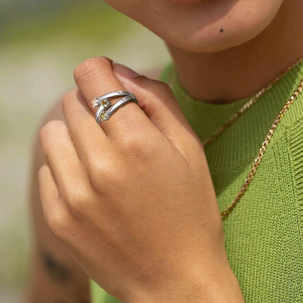 Custom4U Personalized Birthstone Rings for Women Promise Rings for Her | Sterling Silver Mothers Ring Customized Cubic Zirconia Wedding/Valentine's Day/Mother's Day Jewelry Gift for Mom Wife