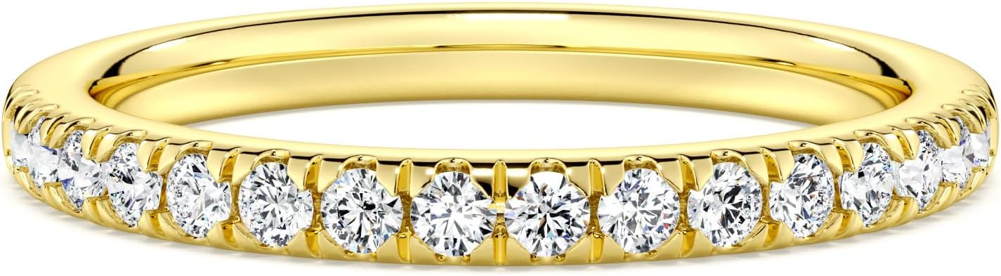 MSBLUE® 2.2MM Moissanite Wedding Eternity Ring | Rhodium Plated, Classic French Pave Band