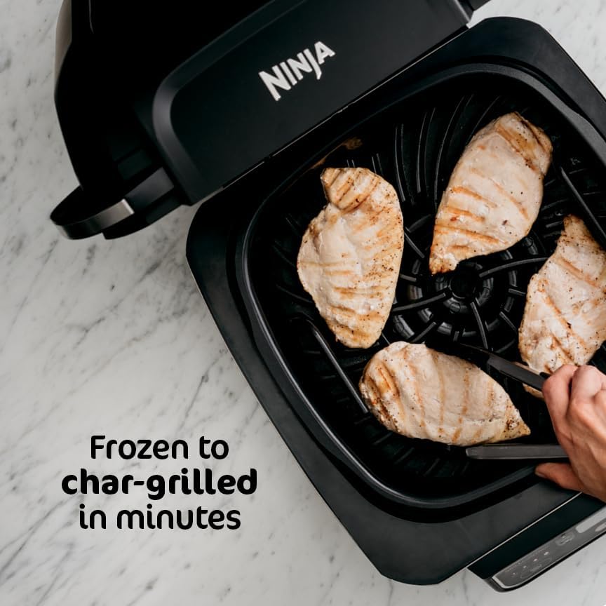 Ninja® Foodi® Smart XL 6-in-1 Indoor Grill & Air Fryer, Black/Silver, FG551 | Smart Cook System with built-in thermometer, XL capacity, perfect doneness, rare to well done. 6-in-1: Grill, Air Fry & more.