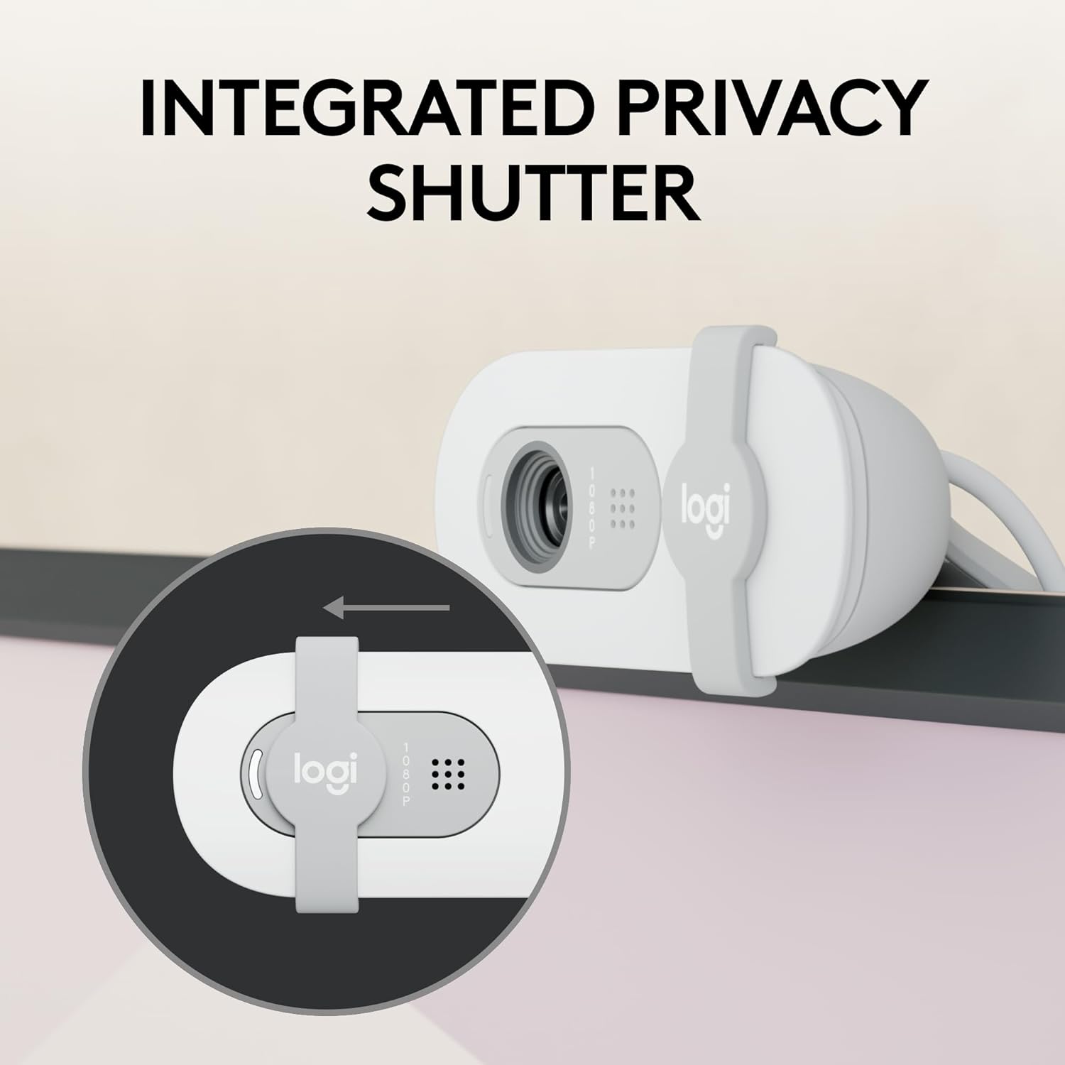 Logitech Brio 100 Full HD 1080p Webcam for Streaming and Meetings - White | 1080p with auto-light correction, built-in mic, privacy shutter, USB-A, compatible with Teams, Google Meet, Zoom and more