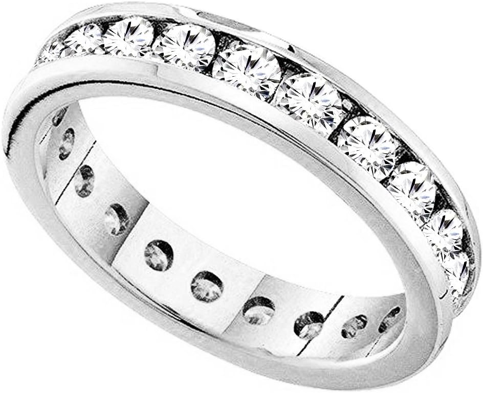 Dazzlingrock Women Eternity Wedding Anniversary Band | 1.40 Ctw | Round White Natural Diamond | 14K Real Solid Gold