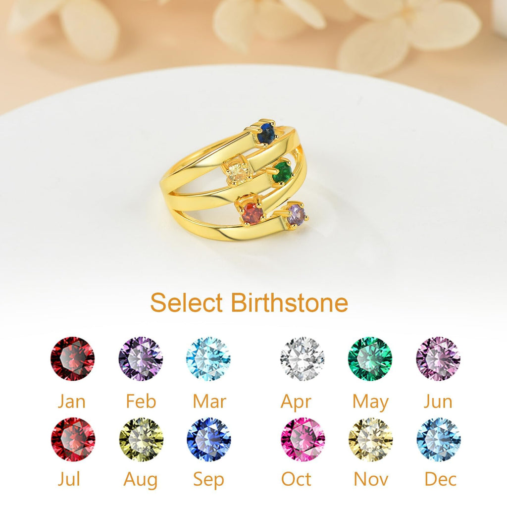 Custom4U Personalized Birthstone Rings for Women Promise Rings for Her | Sterling Silver Mothers Ring Customized Cubic Zirconia Wedding/Valentine's Day/Mother's Day Jewelry Gift for Mom Wife