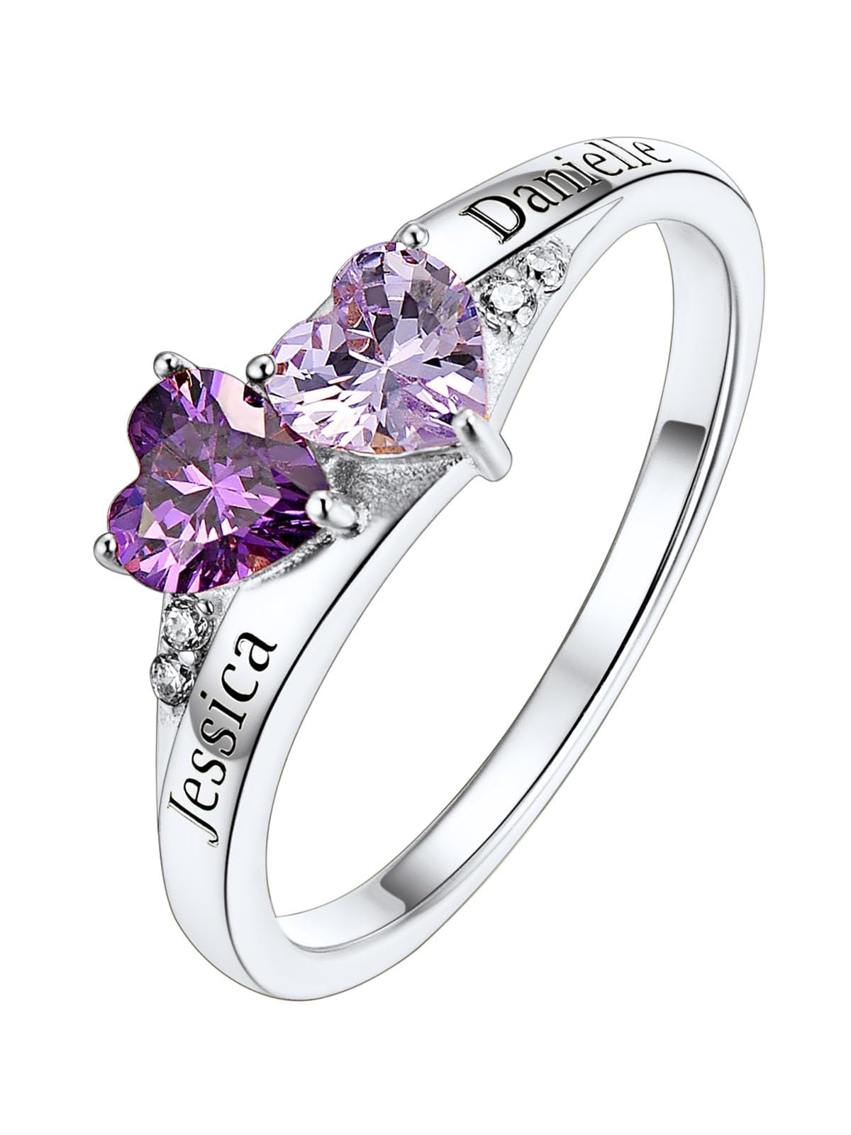 Custom4U Personalized Birthstone Rings for Women Promise Rings for Her | Sterling Silver Mothers Ring Customized Cubic Zirconia Wedding/Valentine's Day/Mother's Day Jewelry Gift for Mom Wife