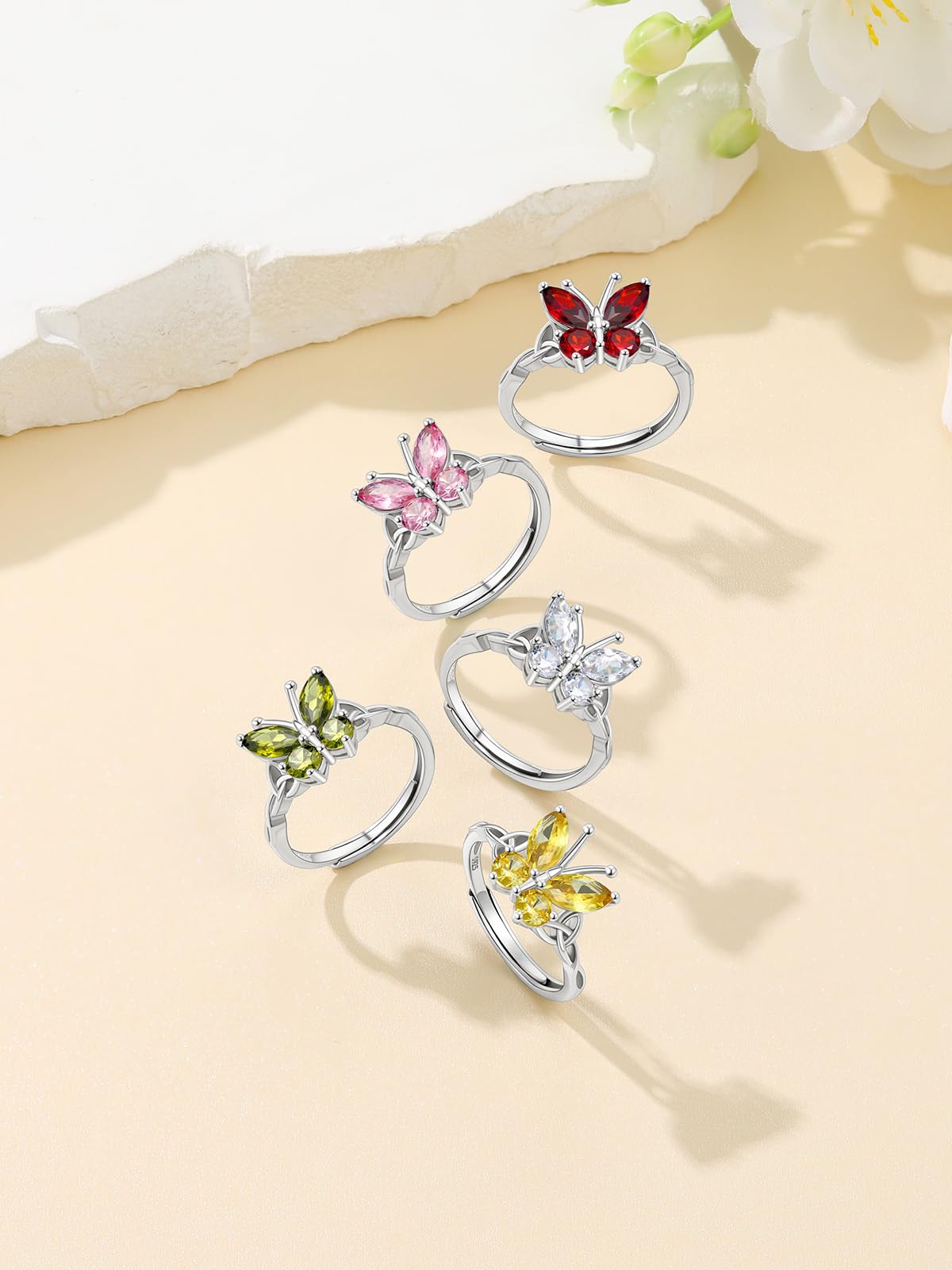 Custom4U Personalized Birthstone Rings for Women Promise Rings for Her | Sterling Silver Mothers Ring Customized Cubic Zirconia Wedding/Valentine's Day/Mother's Day Jewelry Gift for Mom Wife