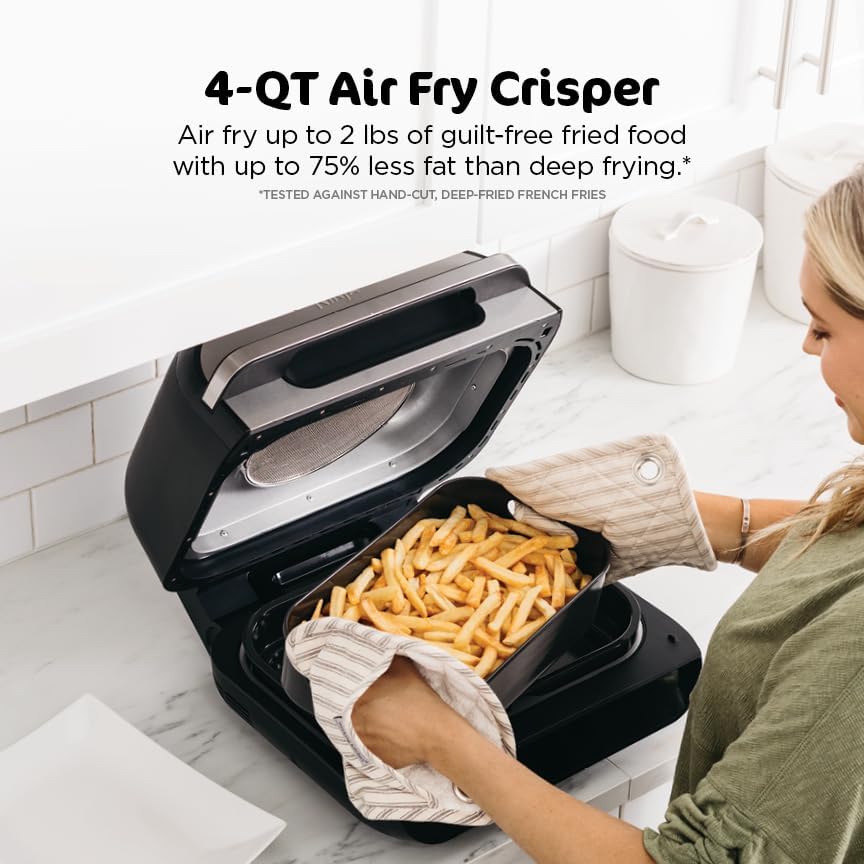 Ninja® Foodi® Smart XL 6-in-1 Indoor Grill & Air Fryer, Black/Silver, FG551 | Smart Cook System with built-in thermometer, XL capacity, perfect doneness, rare to well done. 6-in-1: Grill, Air Fry & more.
