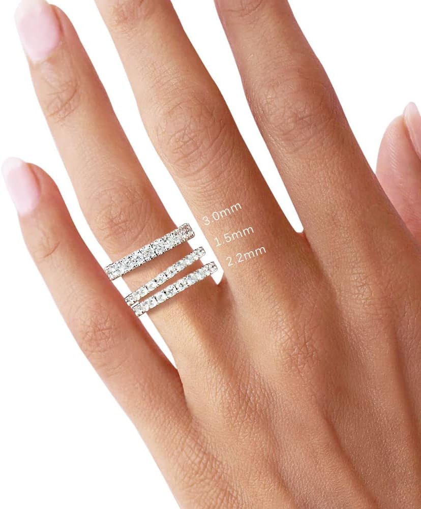 Bo.Dream Cubic Zirconia Eternity Rings Wedding Band 925 Sterling Silver