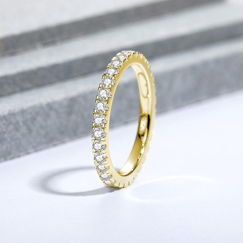Bo.Dream Cubic Zirconia Eternity Rings Wedding Band 925 Sterling Silver