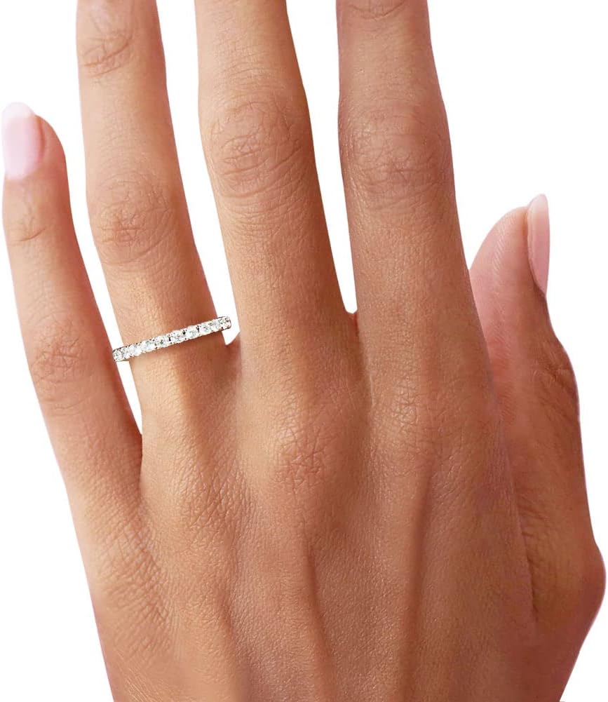 Bo.Dream Cubic Zirconia Eternity Rings Wedding Band 925 Sterling Silver