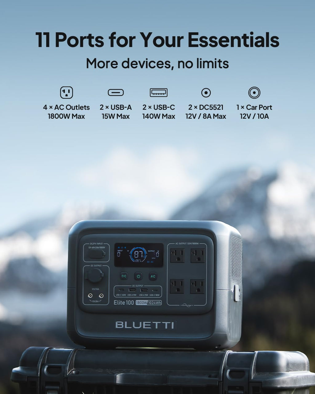 BLUETTI Solar Generator Elite 100 V2 with 200W Solar Panel Included, 1024Wh | 1800W AC Outlets (3600W Surge), 70 Min Fast Charging, 10ms UPS, Portable Power Station for Camping, Emergency, Road Trip