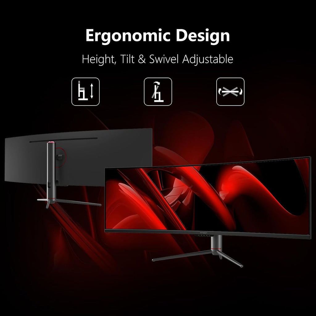 INNOCN 49" Curved Monitor Ultrawide Gaming 5K2K 120Hz 32:9 R1800-49C1R | 5120 x 1440P, 99% sRGB, HDR400, USB C, DisplayPort, HDMI, Built-in Speakers, Height/Tilt Adjustable