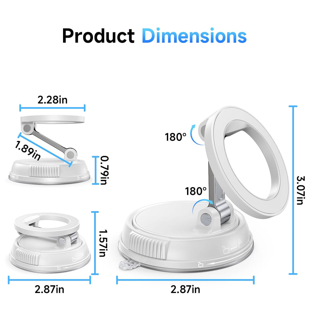 ANDERY Car Phone Holder for Magsafe [78+LBS Max Suction & 2400gf Magnetic] | 360° Adjustable Car Phone Mount, Phone Holders for Your Car for iPhone 17 Pro Max 16 15 14 13 12 Plus Air, Carbon Fiber