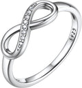 Bestyle Simple S925 Sterling Silver Infinity Rings Cubic Zirconia Rings, Nice Cute BFF Friendship Rings, Dainty Eternity Promise Wedding Bands Perfect Every Day Ring, Size 4-12, Words Engavable