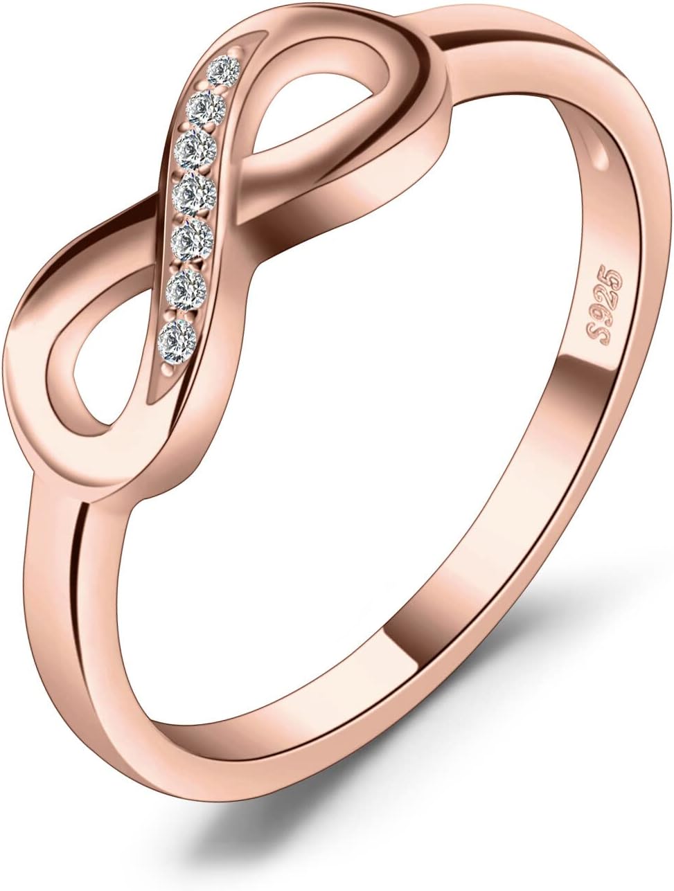 JewelryPalace 14k White Yellow Rose Gold Plated 925 Sterling Silver Rings for Women, Cubic Zirconia Promise Rings for Her, Stackable Wedding Bands Rings for Women Infinity Forever Love Knot Ring