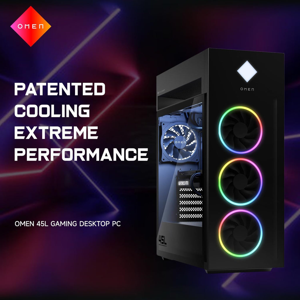 HP Omen 45L RTX 5080 Gaming Desktop, Intel Ultra 9 285K, NVIDIA RTX 5080, 64GB DDR5 RAM, 4TB SSD, RGB Light Studio, DP, RJ-45, Bundle with Thunderobot KG3089R Gaming Keyboard