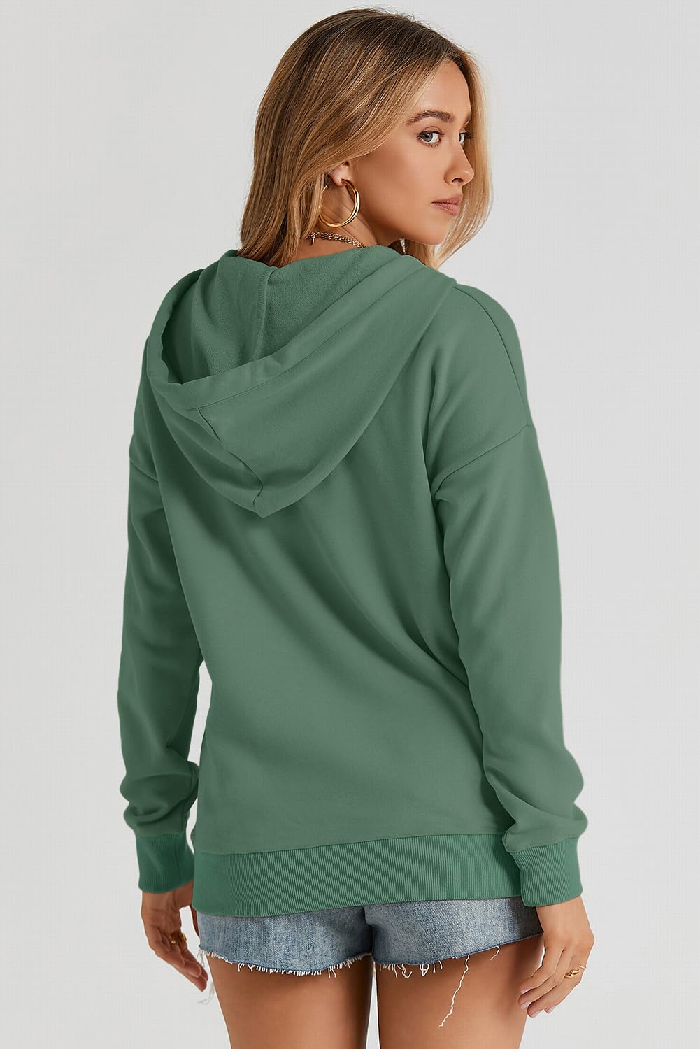 Dokotoo Hoodies for Women Button Collar Drawstring Sweatshirt Hooded Tops | Long Sleeve, Fleece Lined, Pullover Hoodie, Kangaroo Pocket, Fall Outfits Winter Clothes 2026, Casual Travel Workout Outdoor