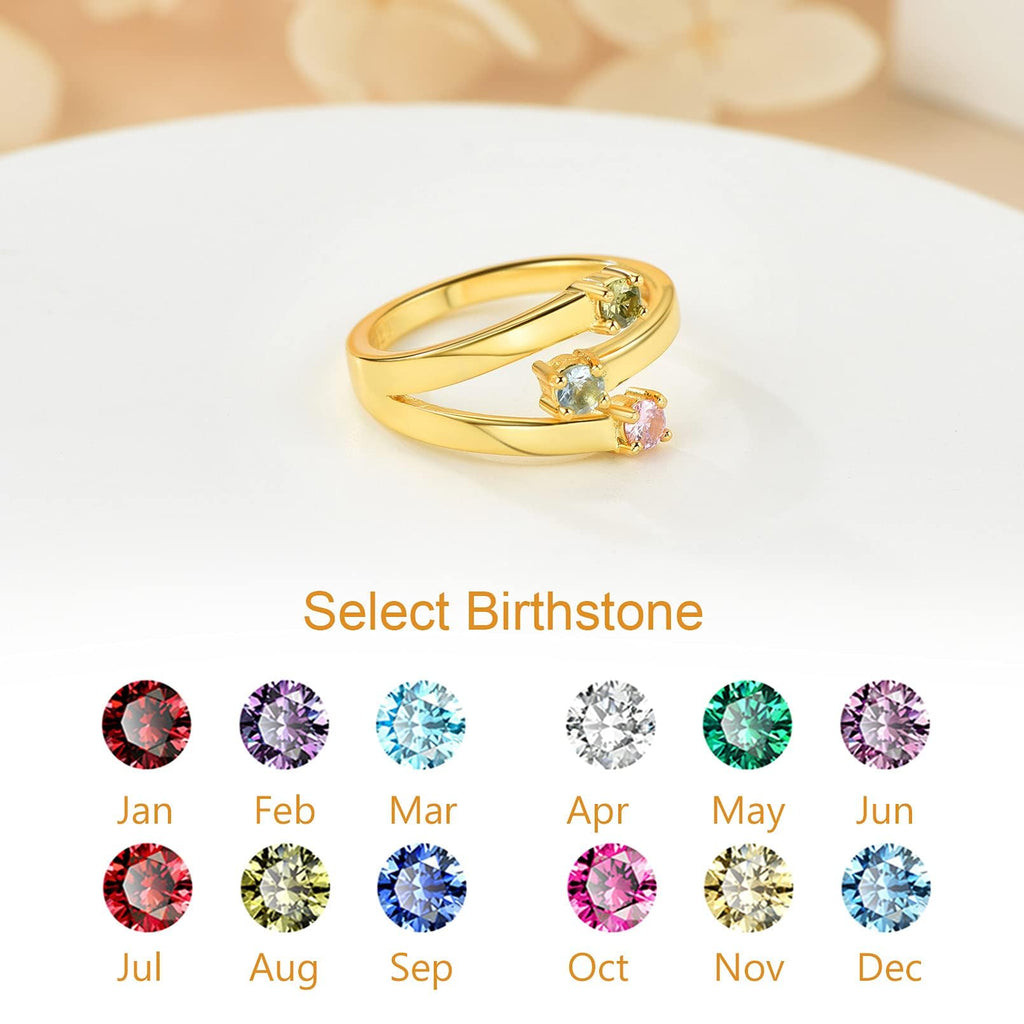 Custom4U Personalized Birthstone Rings for Women Promise Rings for Her | Sterling Silver Mothers Ring Customized Cubic Zirconia Wedding/Valentine's Day/Mother's Day Jewelry Gift for Mom Wife