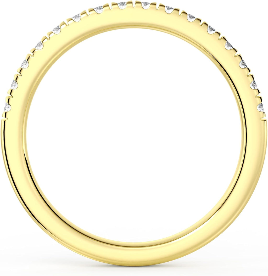 MSBLUE® 2.2MM Moissanite Wedding Eternity Ring | Rhodium Plated, Classic French Pave Band