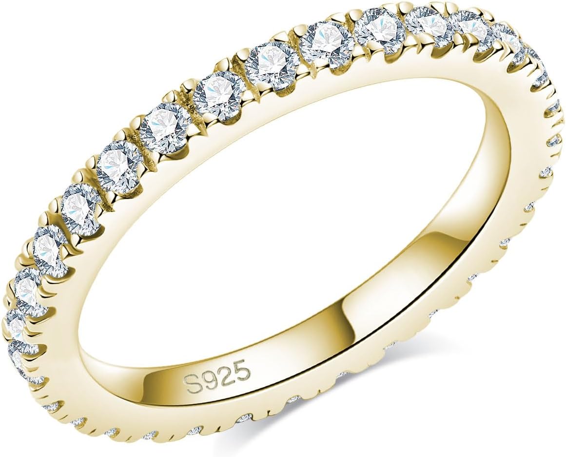 Bo.Dream Cubic Zirconia Eternity Rings Wedding Band 925 Sterling Silver