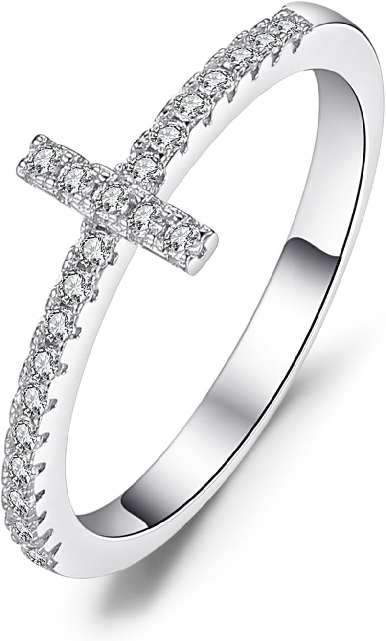 JewelryPalace 14k White Yellow Rose Gold Plated 925 Sterling Silver Rings for Women, Cubic Zirconia Promise Rings for Her, Stackable Wedding Bands Rings for Women Infinity Forever Love Knot Ring