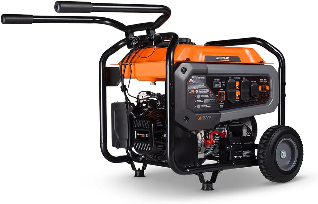 Generac 12,500 Starting Watt Tri-Fuel Portable Generator, Electric Start | Gas, Propane, Or Natural Gas Fuel Options, COsense CO Detection, 9.5 Hour Runtime, Emergency Home Backup, 49 State Compliant