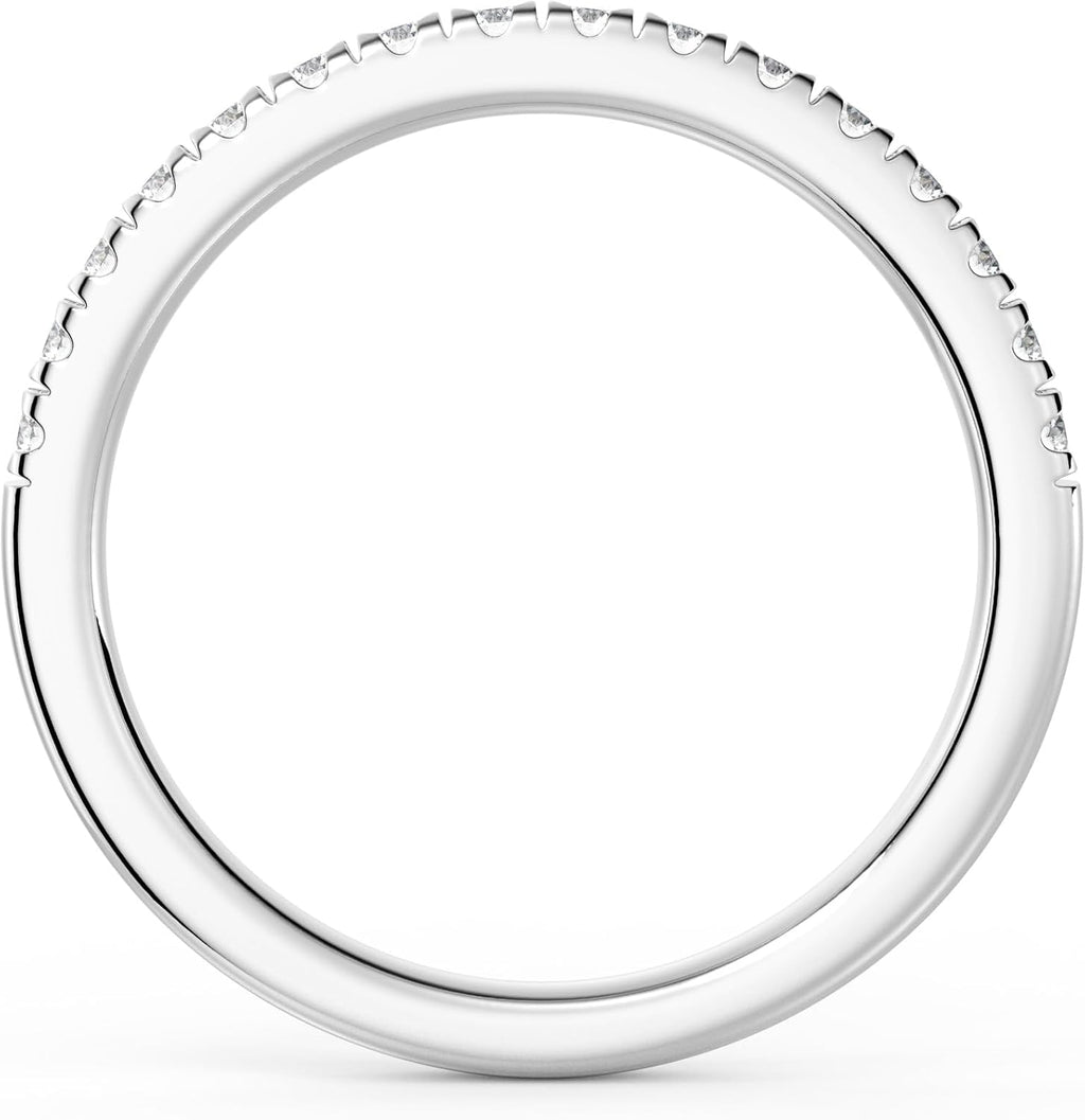 MSBLUE® 2.2MM Moissanite Wedding Eternity Ring | Rhodium Plated, Classic French Pave Band