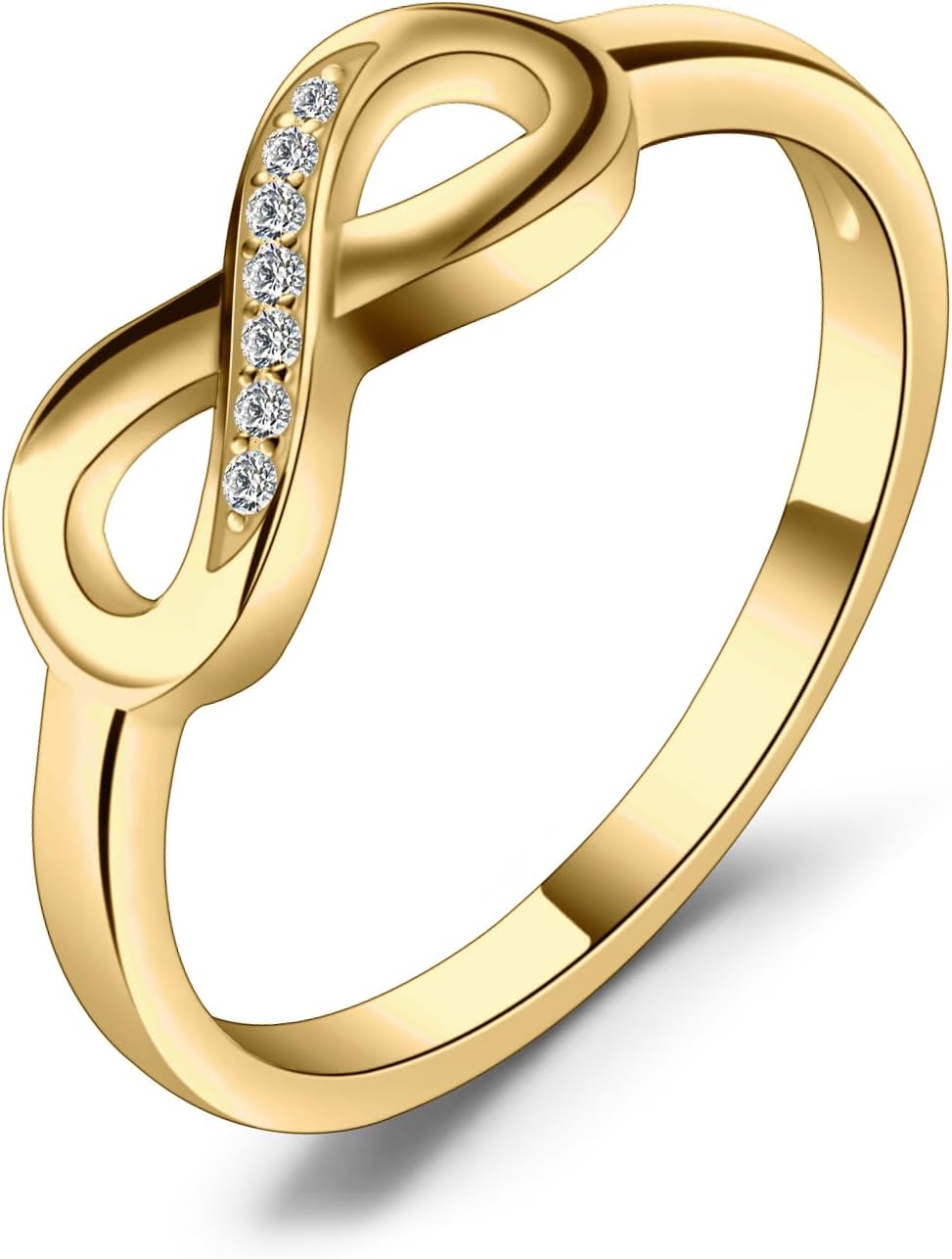 JewelryPalace 14k White Yellow Rose Gold Plated 925 Sterling Silver Rings for Women, Cubic Zirconia Promise Rings for Her, Stackable Wedding Bands Rings for Women Infinity Forever Love Knot Ring