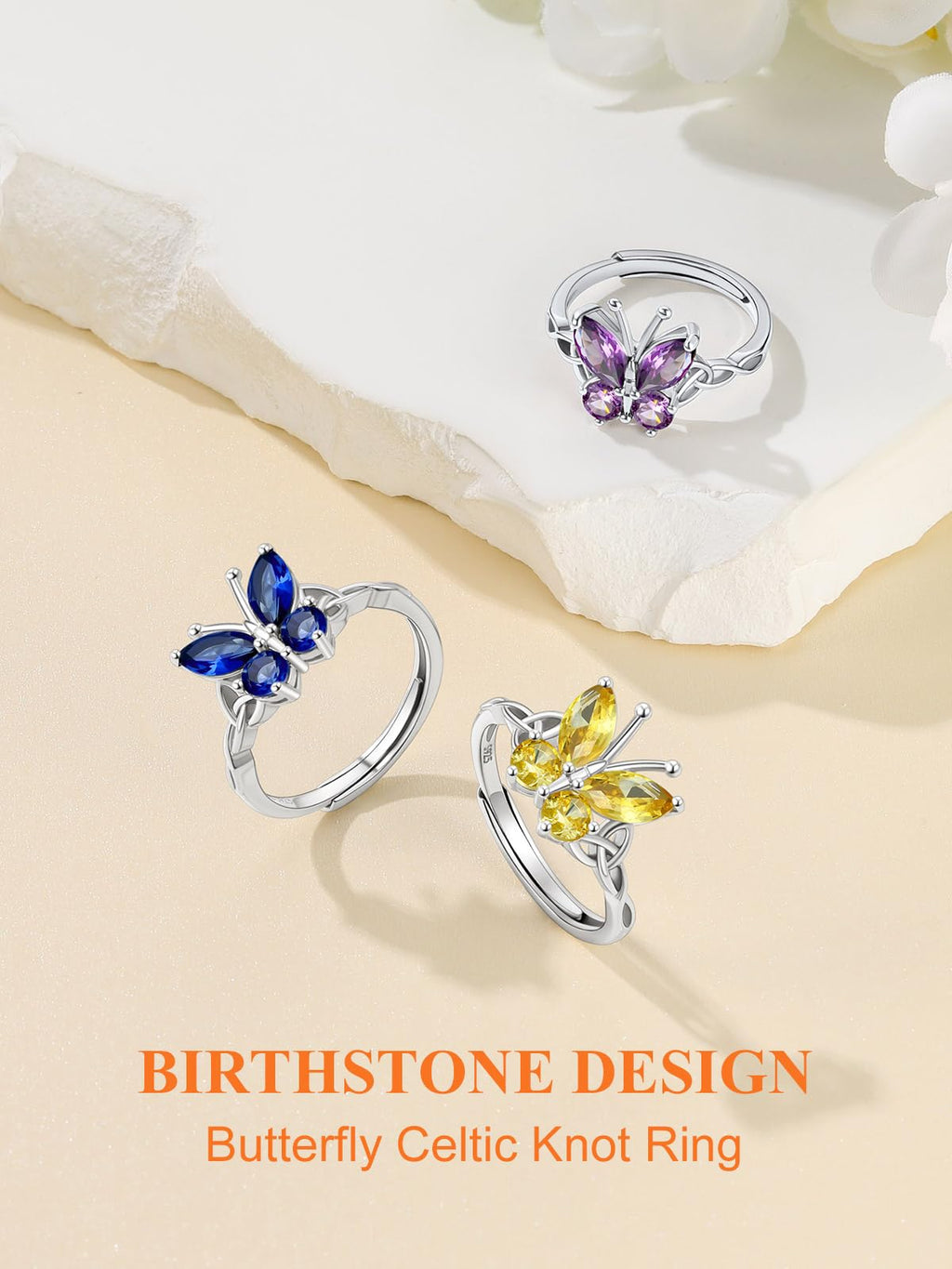 Custom4U Personalized Birthstone Rings for Women Promise Rings for Her | Sterling Silver Mothers Ring Customized Cubic Zirconia Wedding/Valentine's Day/Mother's Day Jewelry Gift for Mom Wife