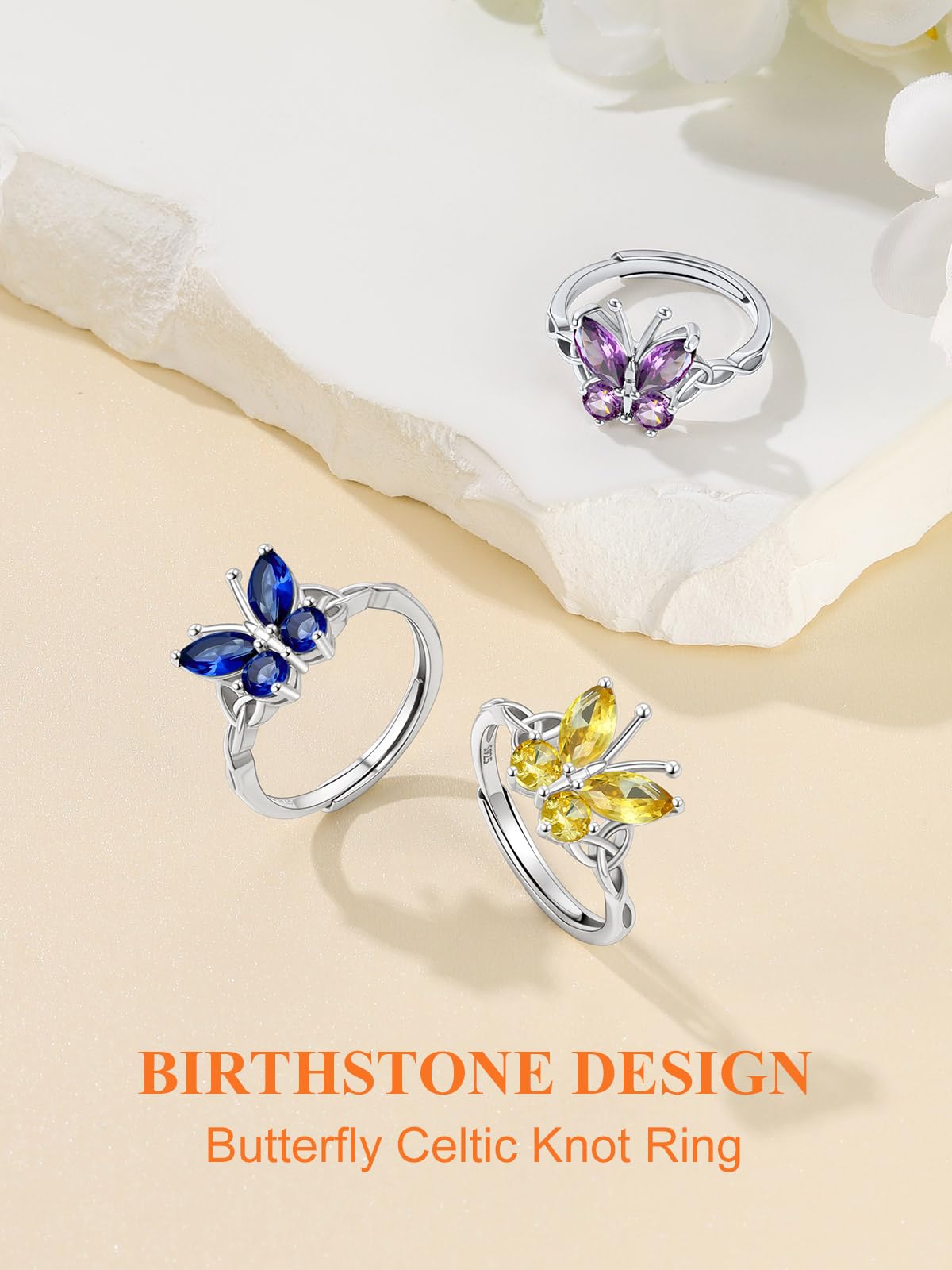 Custom4U Personalized Birthstone Rings for Women Promise Rings for Her | Sterling Silver Mothers Ring Customized Cubic Zirconia Wedding/Valentine's Day/Mother's Day Jewelry Gift for Mom Wife